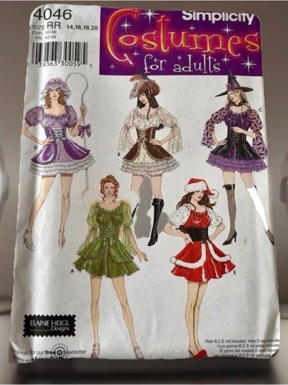 Simplicity Holiday Adult Mini Dress Costumes Uncut Pattern 4046 Fairy Halloween